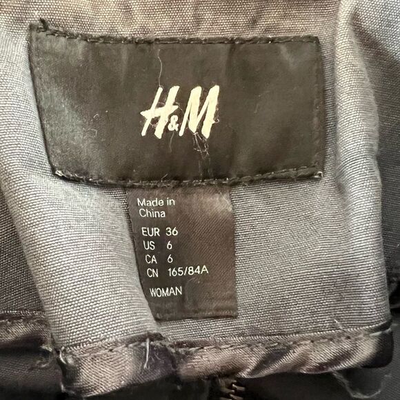 H&M Grey Distressed Ruffle Collar Pleated Cotton Casual Zip Spring Jacket Coat 6 - Picture 8 of 8